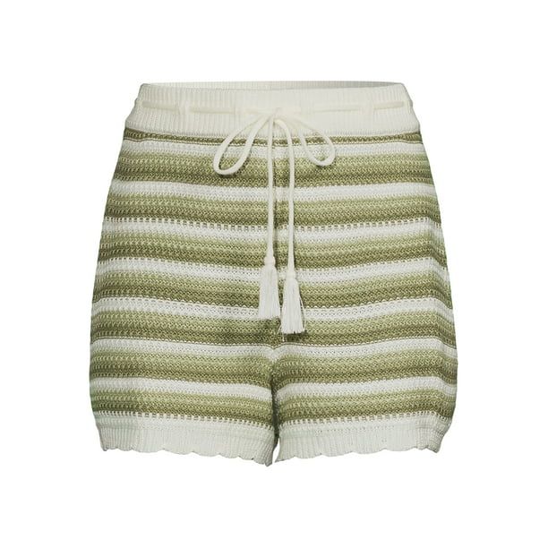 Madden NYC Juniors Striped Crochet Shorts, Sizes XS-3XL | Walmart (US)