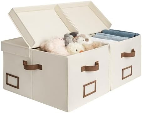 StorageWorks Large Clothes Storage Bins, Fabric Boxes with Divider Board, Baskets for Clothes, Li... | Amazon (US)