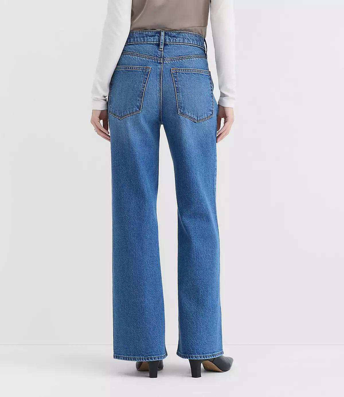 Rivete High Rise Wide Leg Jeans in Vintage Dark Wash | LOFT