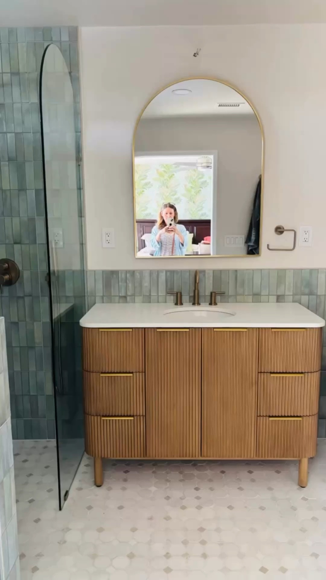 Wait for the “before” shot you aren’t going to believe it! Take a look at this gorgeous bathroom for the Booth Family!  We added 2 ft of space so they could have a tub and it made a huge difference!  The custom element was this beautiful niche for over the tub with wood paneling and marble shelves. I designed this with my friend @sheila_wong11  who is an expert home flipper.  Now we do their guest bath next week! 
#bathroomgoals #bathroomdesign #bathroomrenovation #sandiegodesigner