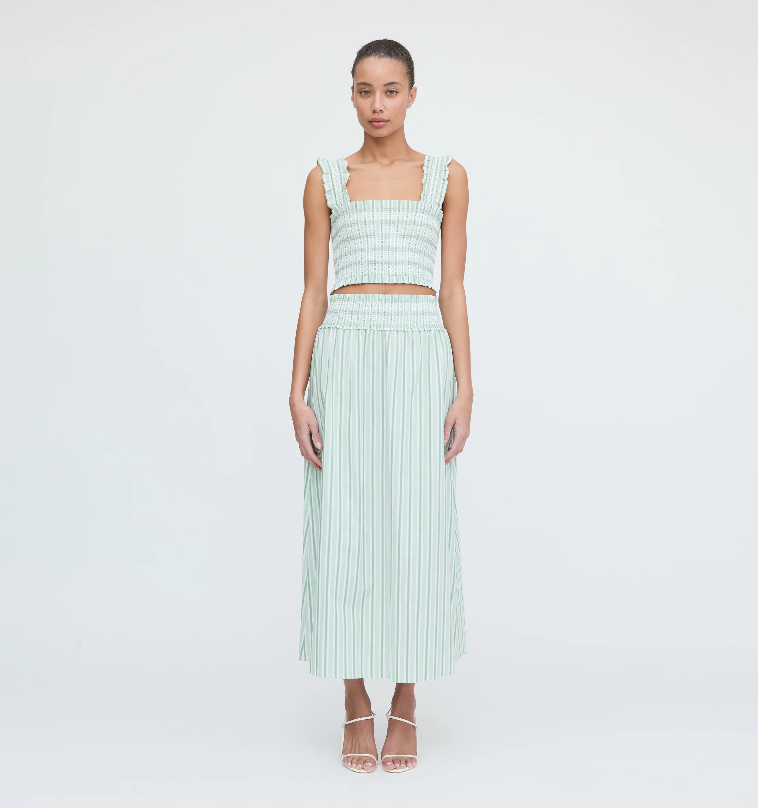 The Delphine Nap Skirt - Apple Green Stripe | Hill House Home US