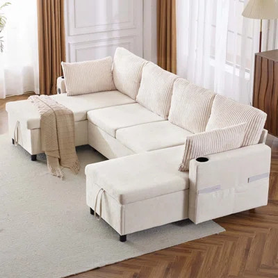 111.8 Inch Sectional Sofa Pull-out Sofa Bed with Large Storage Space for Enhanced Comfort and Versatility | Wayfair North America