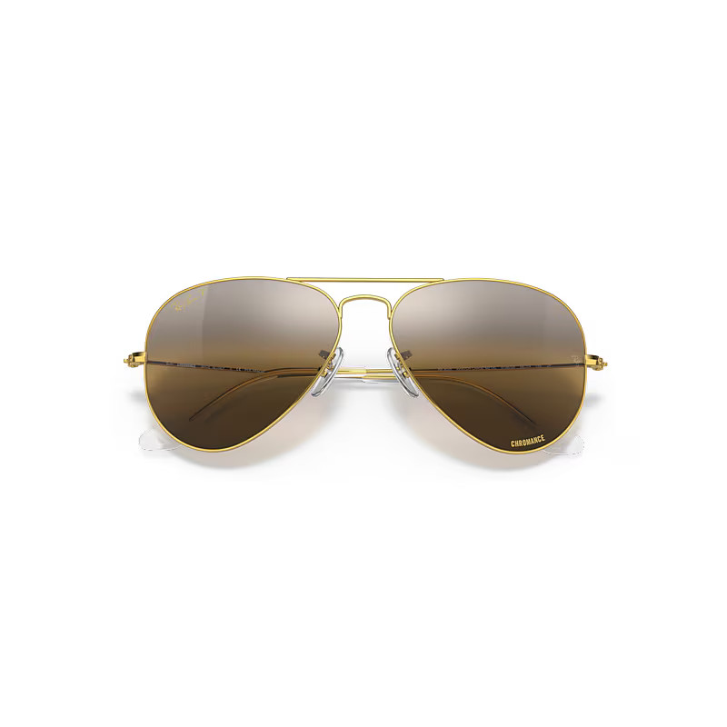 Ray-Ban Aviator Chromance Sunglasses Gold Frame Brown Lenses Polarized 55-14 | Ray-Ban (US)