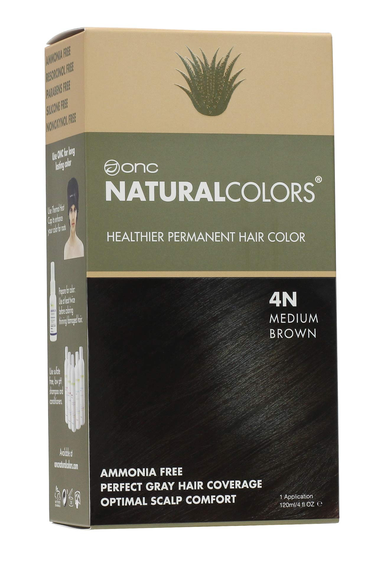 (4N Natural Medium Brown) 4 fl. oz. (120 mL) Heat Activated Healthy Permanent Hair Dye with Certi... | Amazon (US)