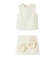Summer Women 2 Piece Skirt Sets Sleeveless Crop Tank Top and Mini Skirt Matching with 3D Flower S... | Amazon (US)