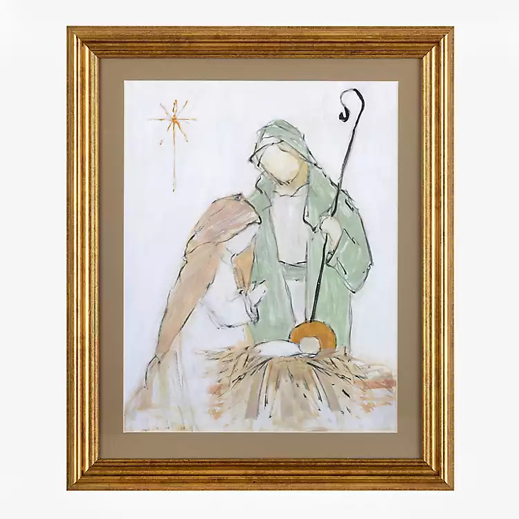 New! Nativity Scene Gold Framed Art Print | Kirklands