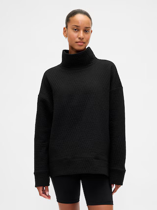 GapFit Quilted Jacquard Knit Funnel-Neck Pullover | Gap (US)