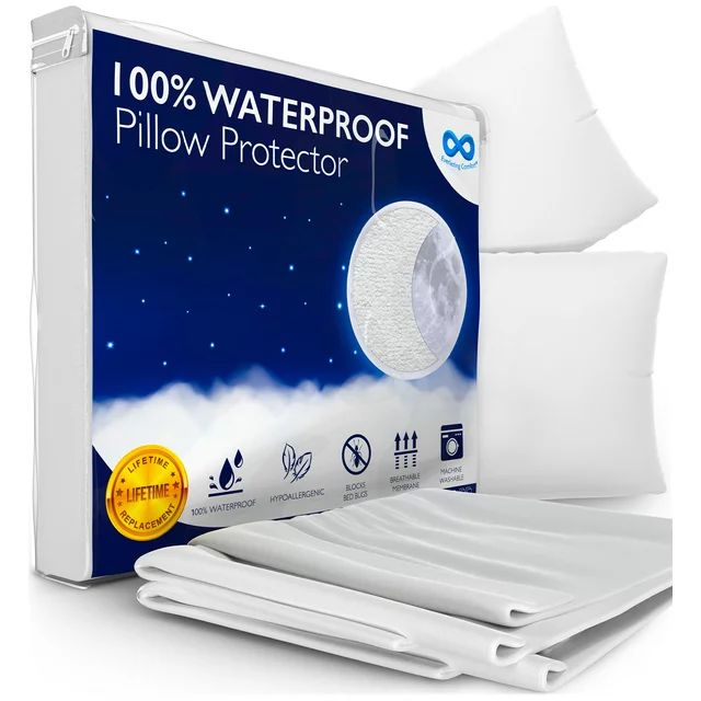 Everlasting Comfort Waterproof Pillow Protector Zippered Hypoallergenic Pillow Cover, Standard 2p... | Walmart (US)