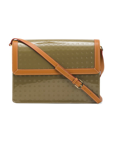 Made In Italy Leather Large Dual Compartment Messenger Bag | TJ Maxx