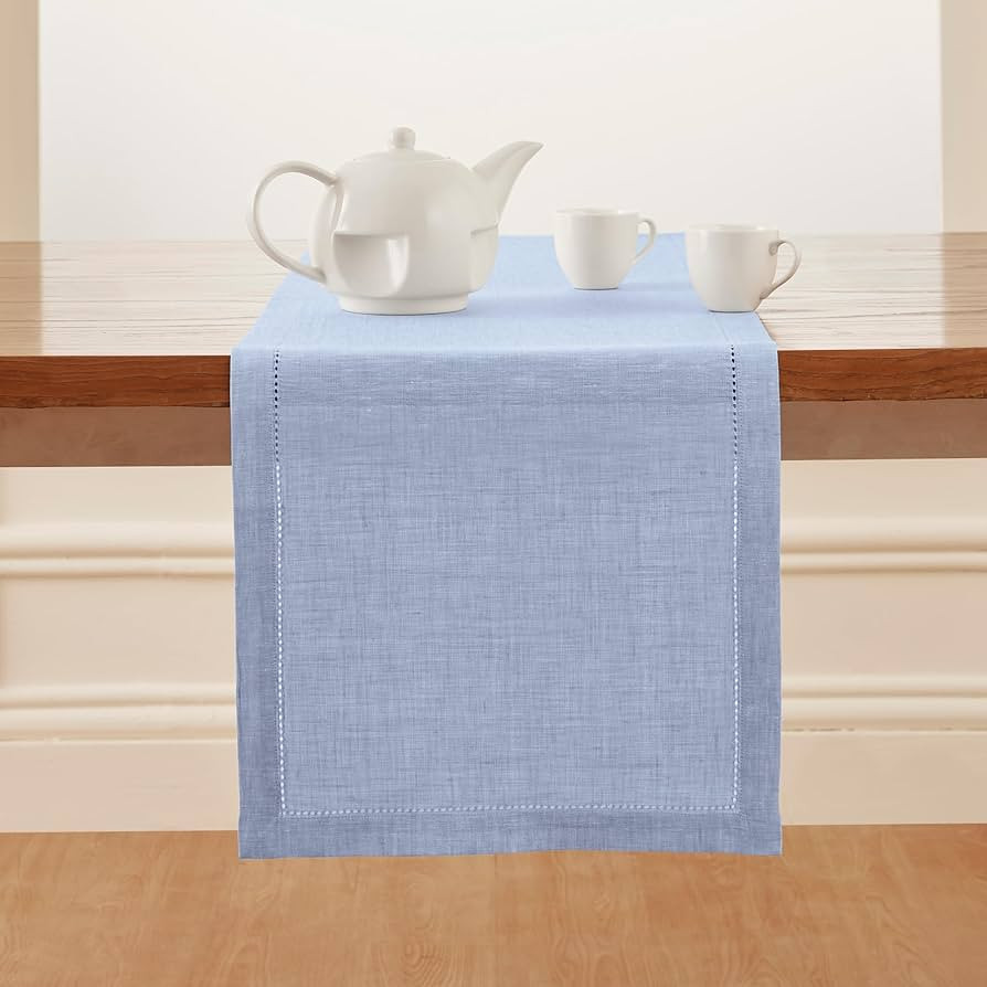 Solino Home Linen Table Runner 60 Inches Long – 100% Pure Linen Summer Chambray Blue Table Runn... | Amazon (US)
