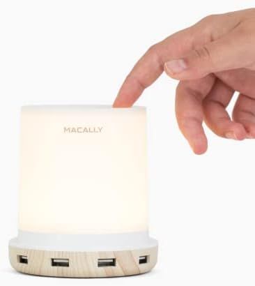 Macally Table Bedside Lamp with USB Ports - 4 Fast Charging Ports and Touch Control - USB Lamp wi... | Amazon (US)