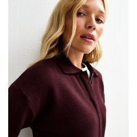 Women's Burgundy Compact Knit Zip Through Cardigan New Look | New Look (UK)