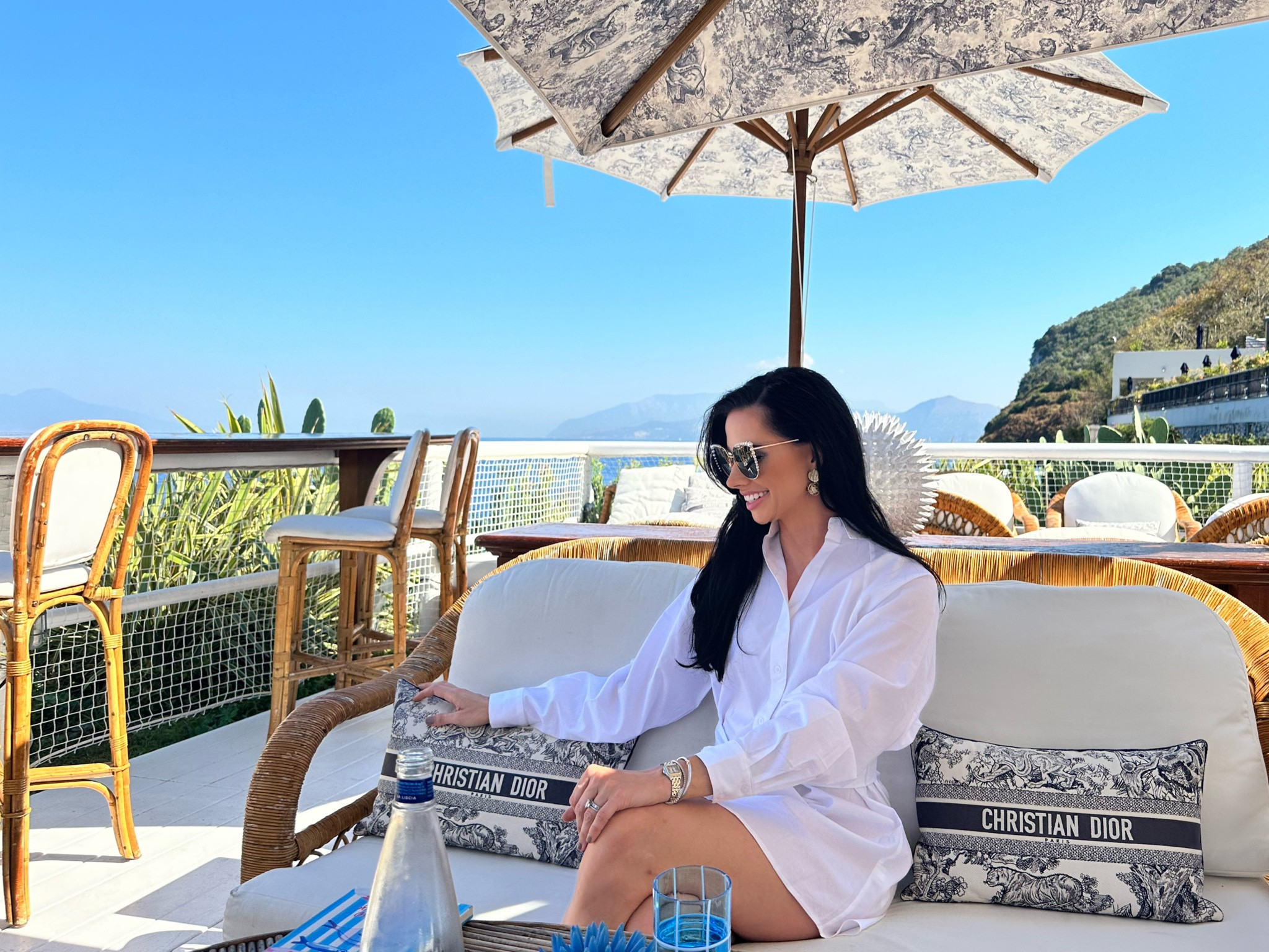 Simple white button up shirt dress to visit the Dior pop-up shop at Il Riccio in Capri. It’s lightweight enough to wear in warm weather. Great wardrobe staple. 

#LTKstyletip #LTKtravel #LTKeurope