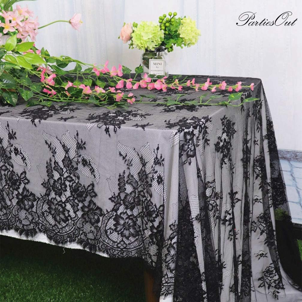 ShinyBeauty Lace-Tablecloth-Rectangular 60x120-Inch Black Tablecloth Floral Lace Tablecloth Recta... | Amazon (US)