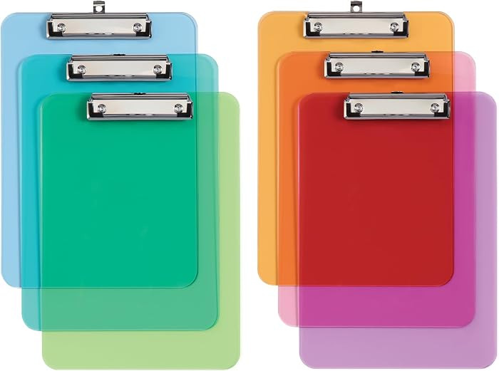 Oxford Plastic Clipboards, Metal Clip with Plastic Corners, Writing Surface with Hanging Loop, As... | Amazon (US)