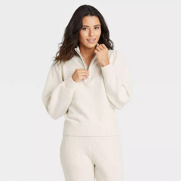 Women's Mock Turtleneck Pullover Sweater - Universal Thread™ Cream L | Target