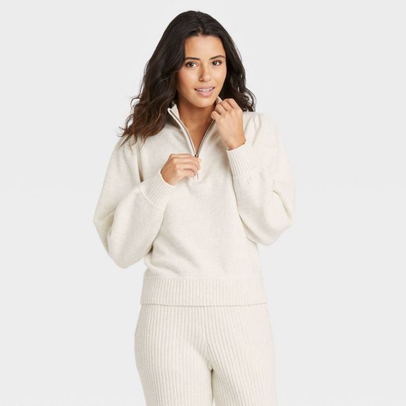 Women&#39;s Mock Turtleneck Pullover Sweater - Universal Thread&#8482; Cream L | Target
