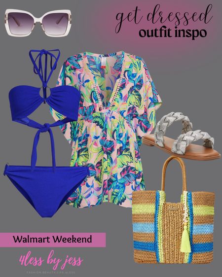Walmart vacation and beach outfit idea! The bikini and bag were on major sale! 

Summer outfit, vacation outfit 

#LTKsalealert #LTKSeasonal #LTKstyletip