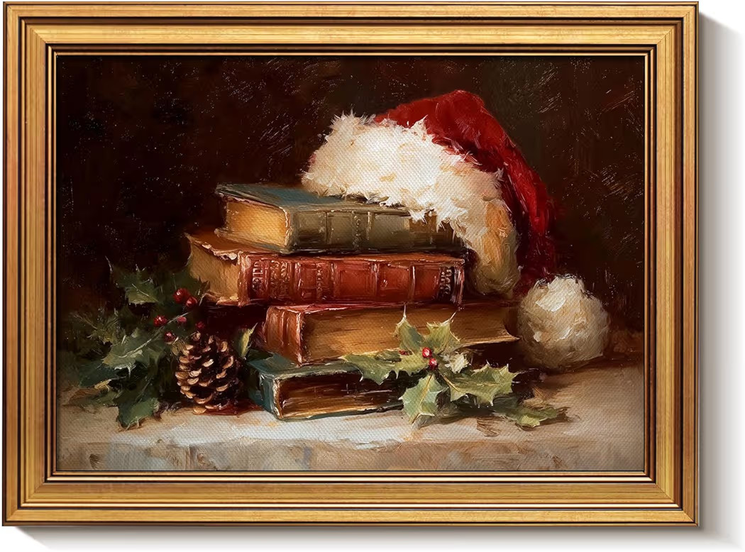 Bzstyleart Vintage Wall Art Decor for Living Room,Vintage Santa Hat Wall Art Christmas,12 x 16 In... | Amazon (US)