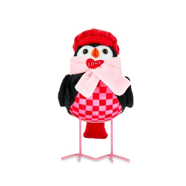 Valentine's Day Black Fabric Bird with Scarf Decoration, 7in H, by Way To Celebrate | Walmart (US)