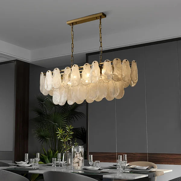 Cloude Modern Multi-Tier Cloud Glass Pendant Light Kitchen Island Light Adjustable Chain-Homary | Homary