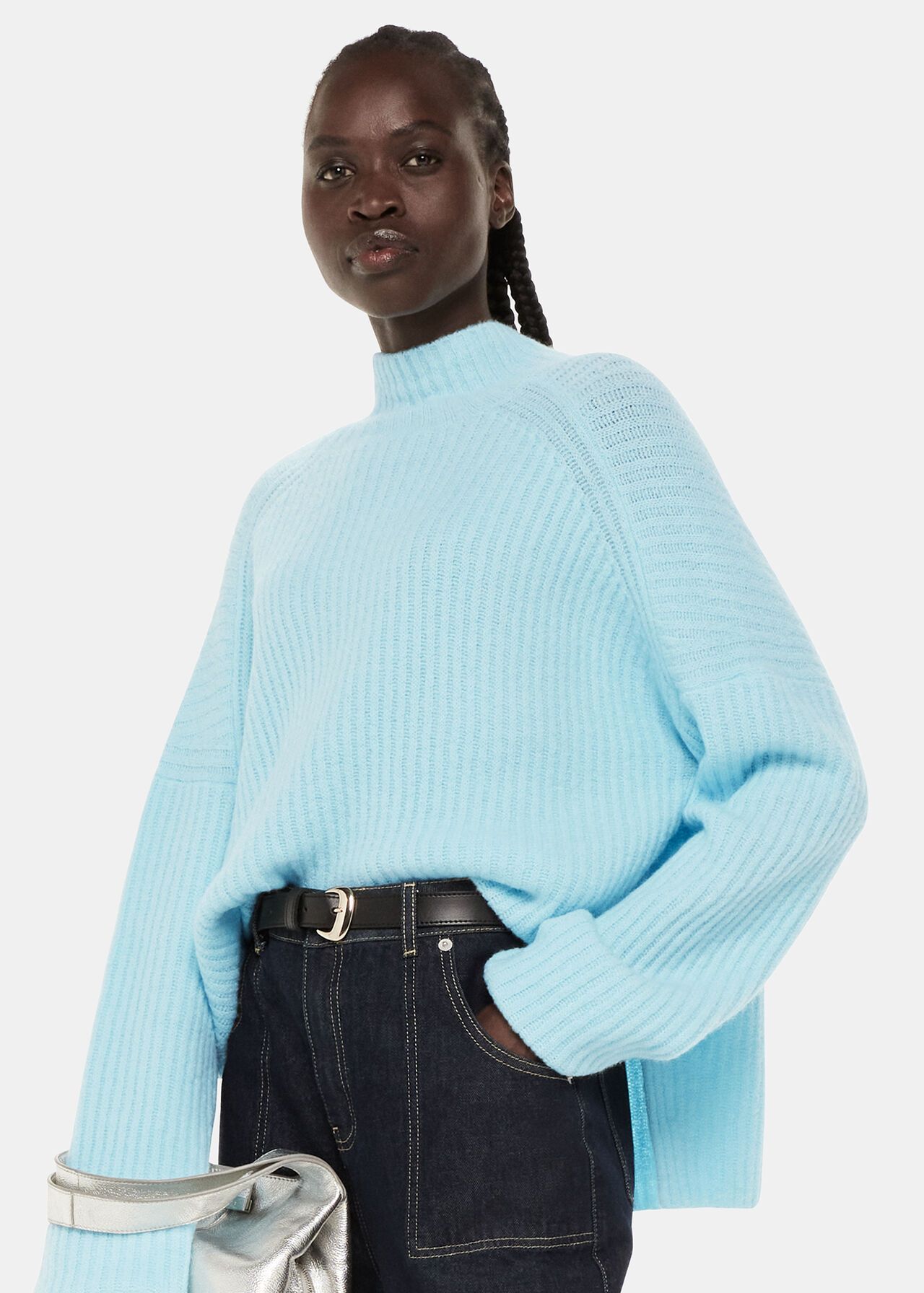 Wool Mix Rib Funnel Neck | Whistles