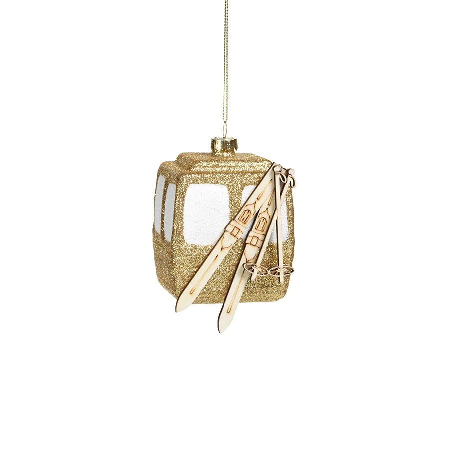 Golden Gondola with Ski's Ornament | Burke Decor