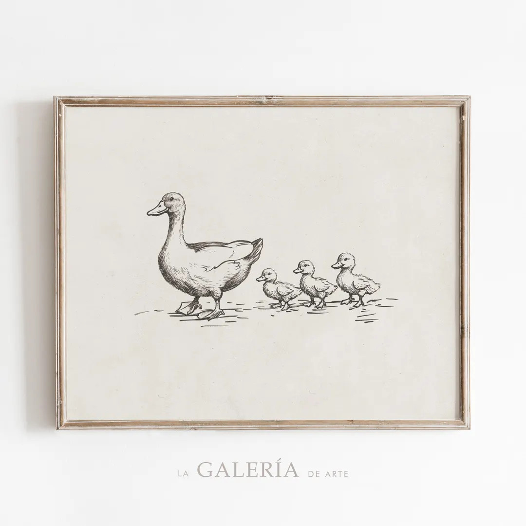 Rustic Nursery Wall Art Duck Sketch Cute Animal Print for Kids Room Decor Farmhouse Nursery Art V... | Etsy (US)