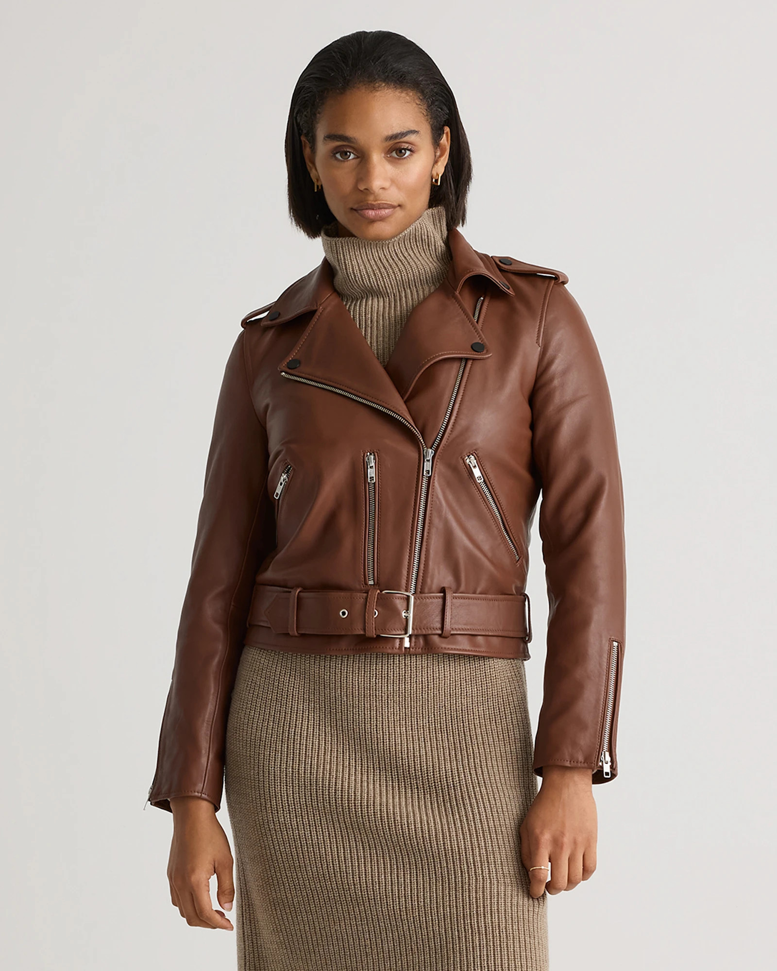 Women's 100% Leather Motorcycle Jacket | Quince