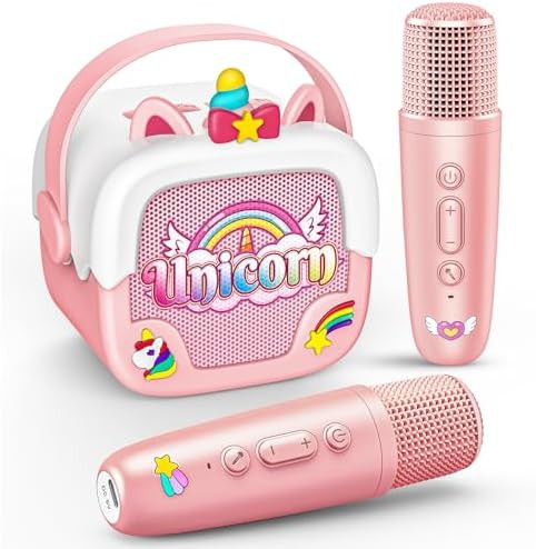 Mini Karaoke Machine for Kids Girls: Unicorn Portable Bluetooth Speakers with 2 Wireless Mic East... | Amazon (US)