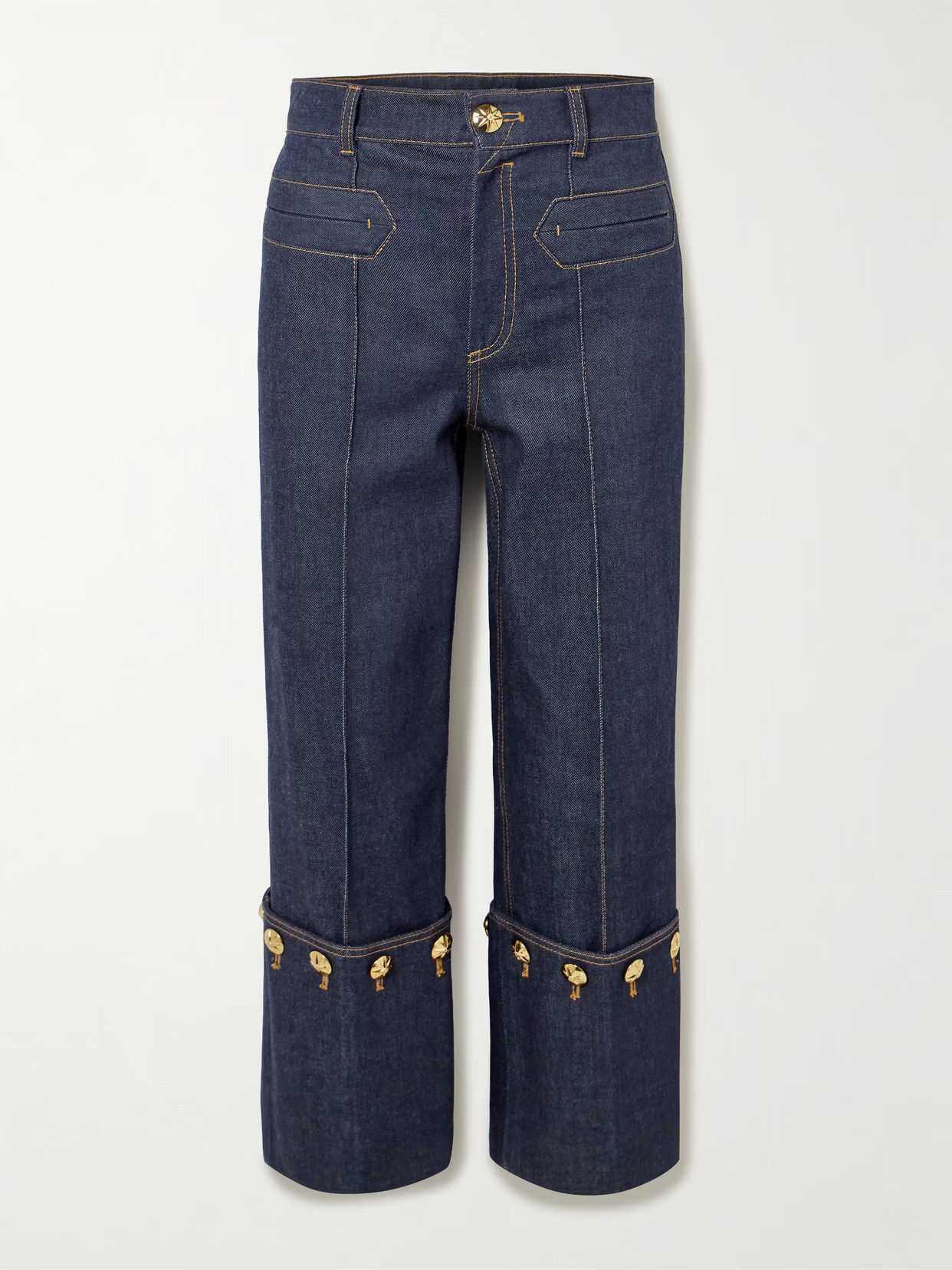 Zimmermann - Rebellion Embellished Cropped Mid-rise Straight-leg Jeans - Blue | NET-A-PORTER (US)