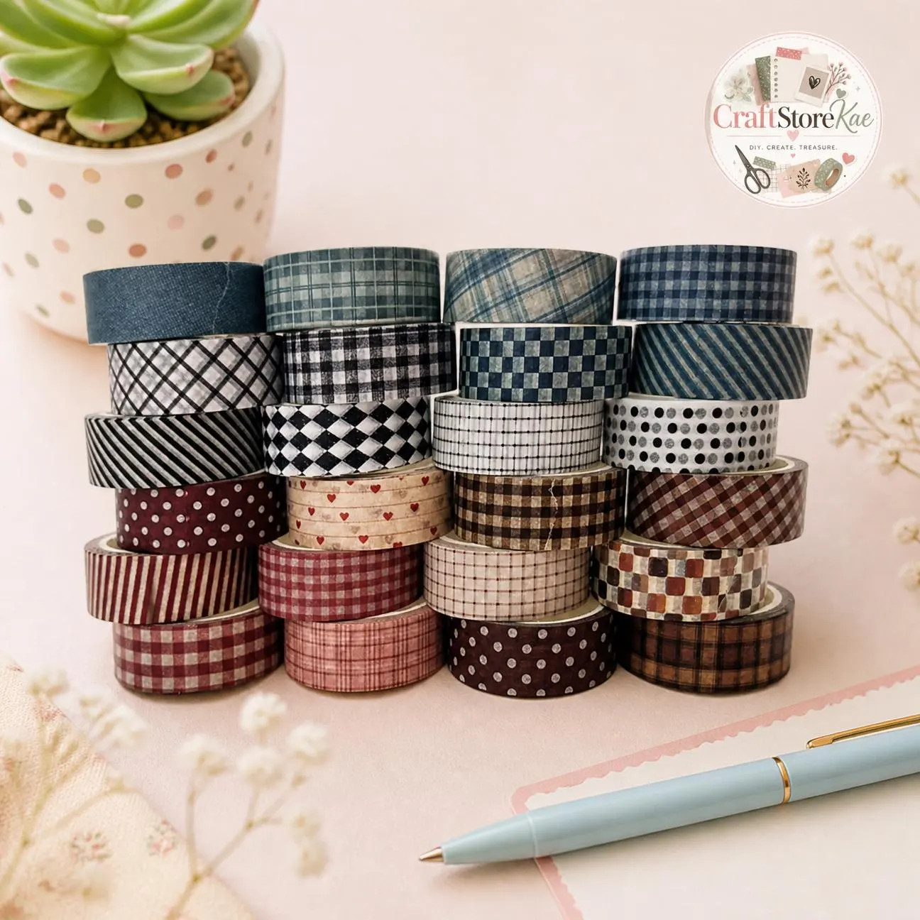 Vintage Plaid Washi Tape Set, 4 Styles Scrapbook Masking Tape 6 Rolls for Journaling Planner DIY Craft Decor Supplies Set Handmade | Etsy (Global)