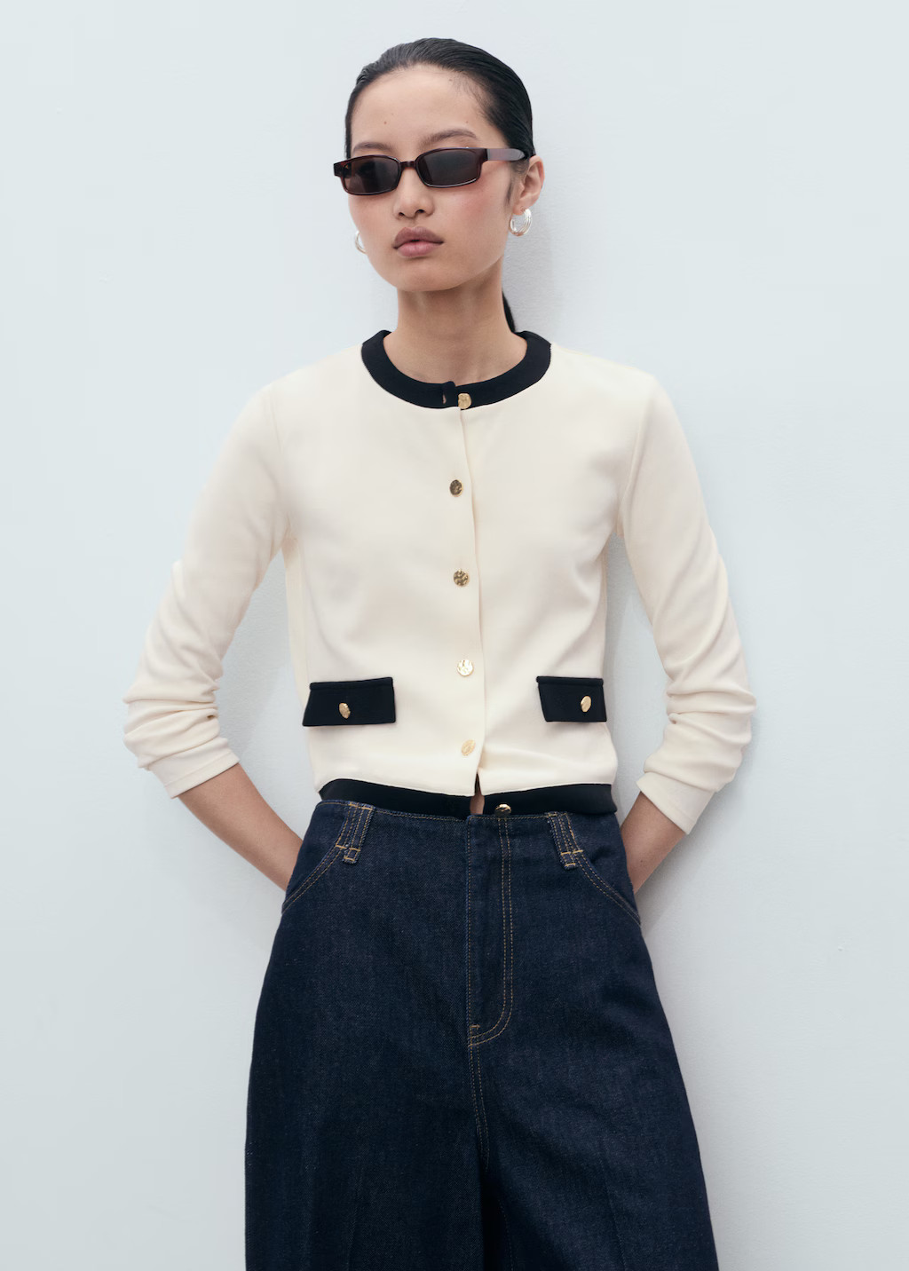 Kontrast Baumwoll-Cardigan | Mango EU