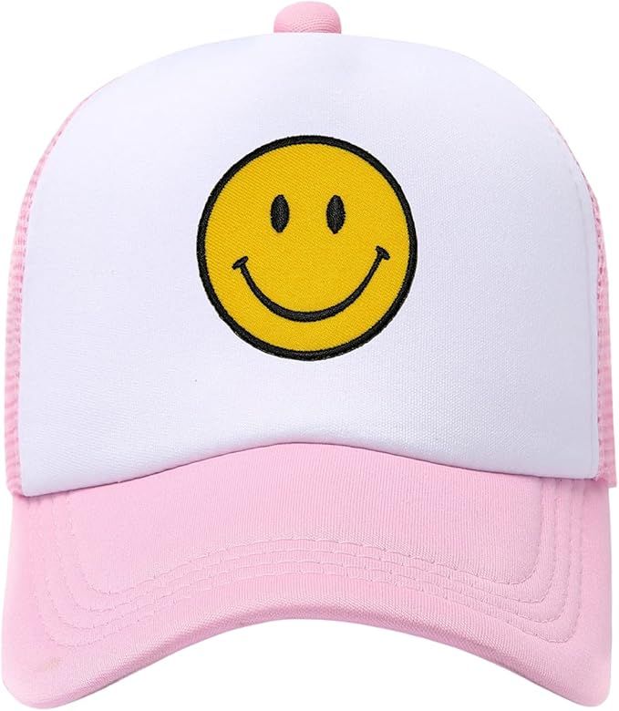 lycycse Smile Face Trucker Hat Retro Mesh Baseball Cap with Smile Patch Foam Neon High Crown Y2K ... | Amazon (US)