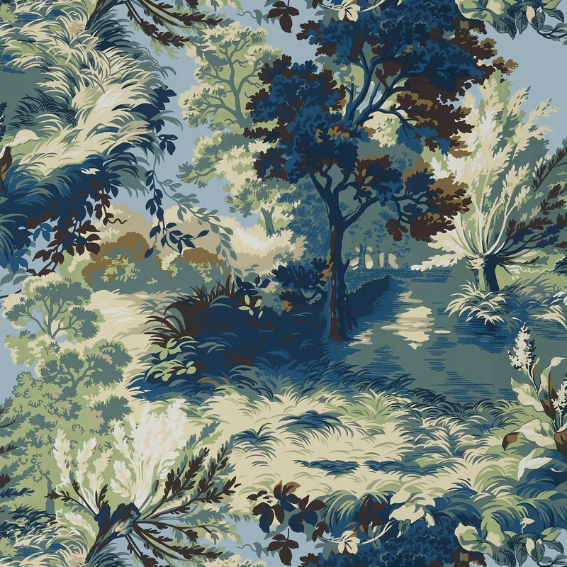 Thibaut Lincoln Toile Navy And Teal Wallpaper | DecoratorsBest