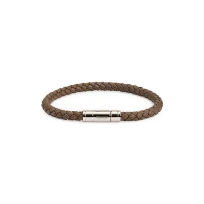 TOM FORD Men's Tubular Clasp Braided Leather Bracelet in Scarlet at Nordstrom, Size Large | Nordstrom