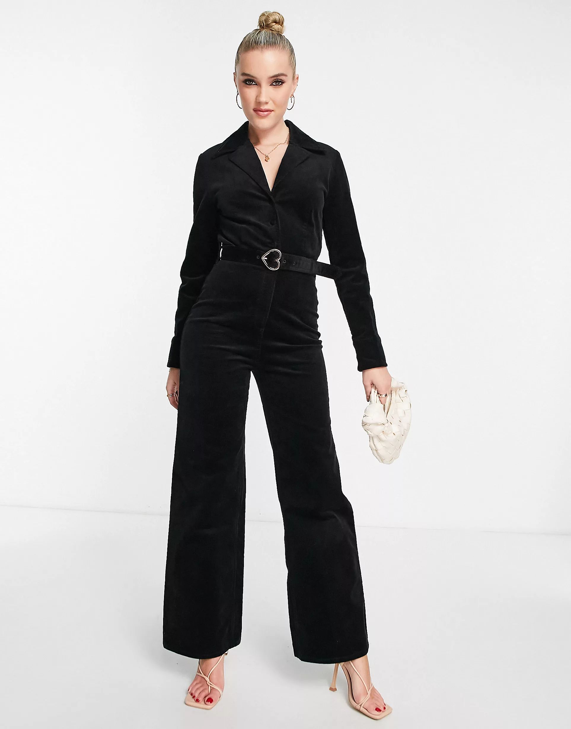 & Other Stories cord wide leg jumpsuit in black | ASOS (Global)
