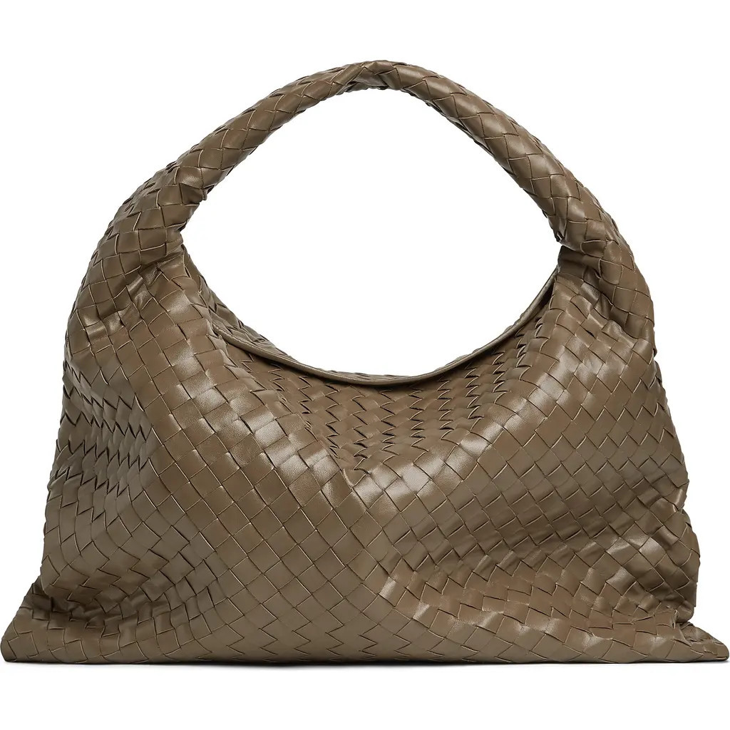 Bottega Veneta Large Hop Intrecciato Leather Hobo Bag in 2360 Pinecone-M Brass at Nordstrom | Nordstrom