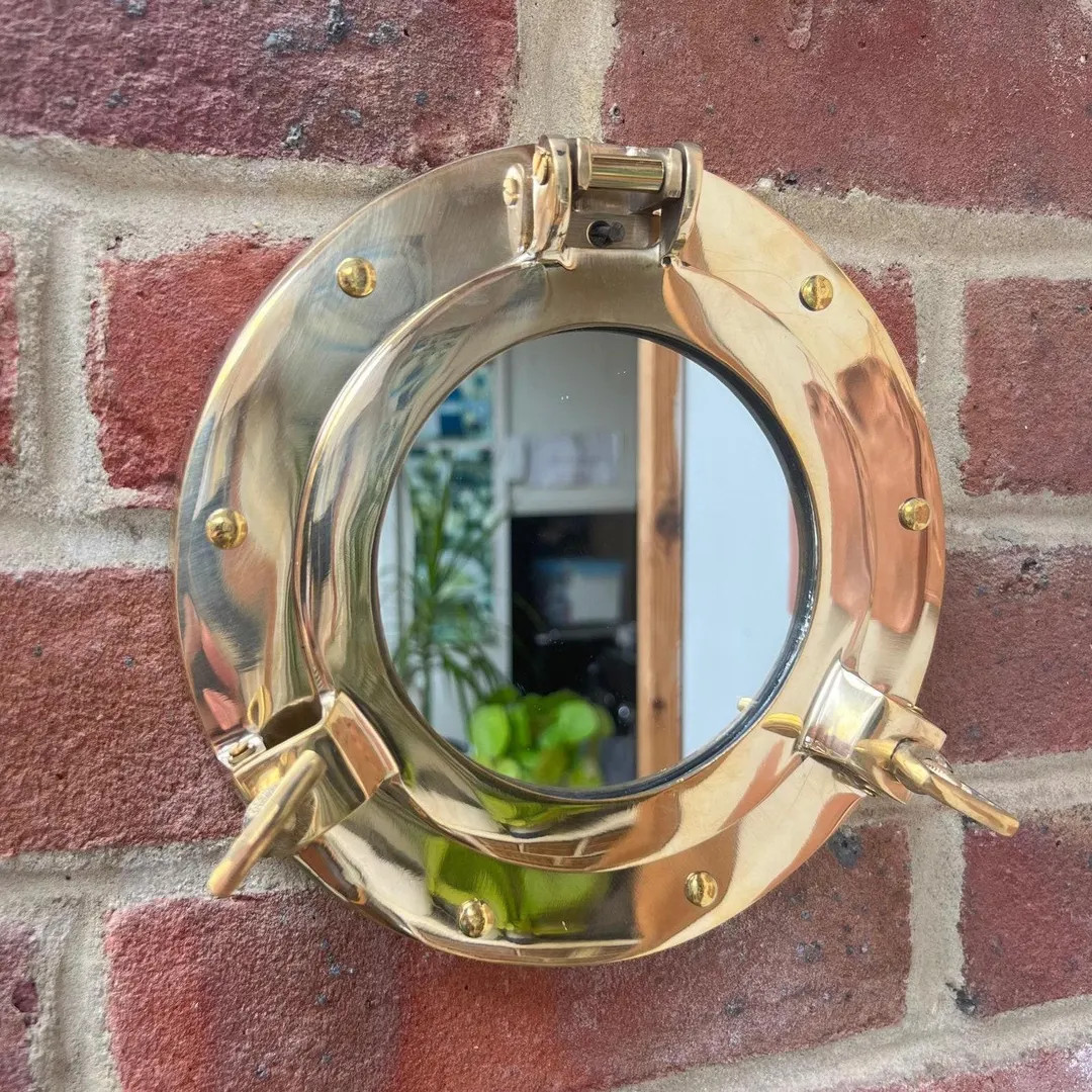 Vintage Brass Nautical Porthole Mirror: Maritime Wall Decor - Etsy | Etsy (US)