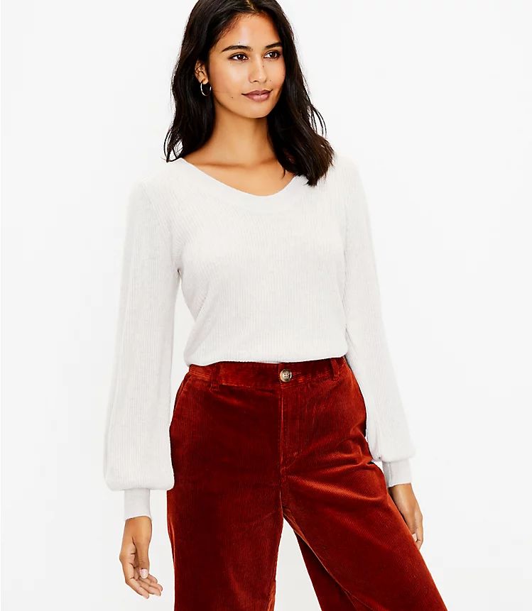 Ribbed Scoop Neck Sweater | LOFT