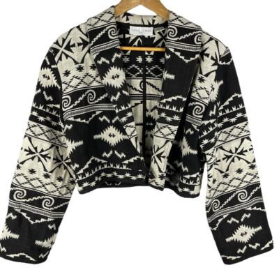 Vintage Casual Corner Western Aztec Black & White Cropped Blazer Size Small | eBay US