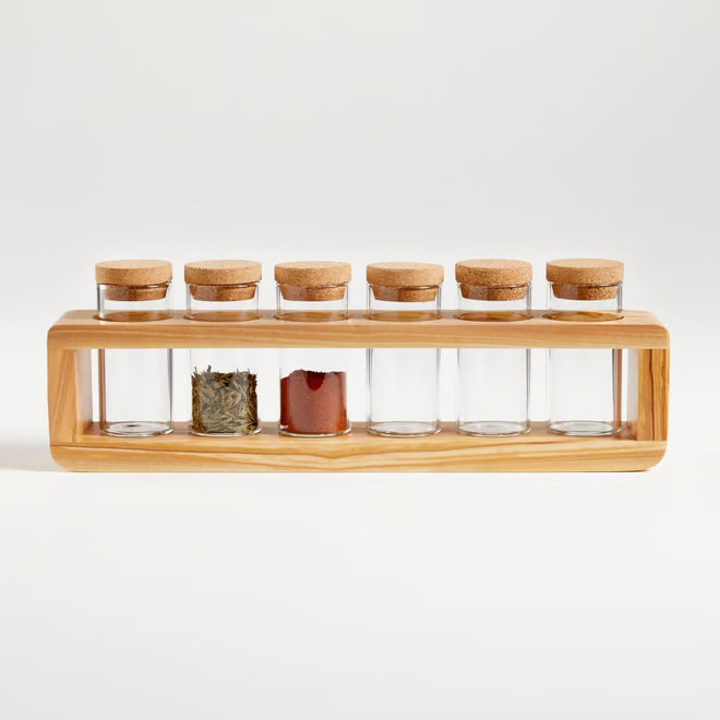 Maia Olivewood 6-Jar Spice Rack + Reviews | Crate & Barrel | Crate & Barrel