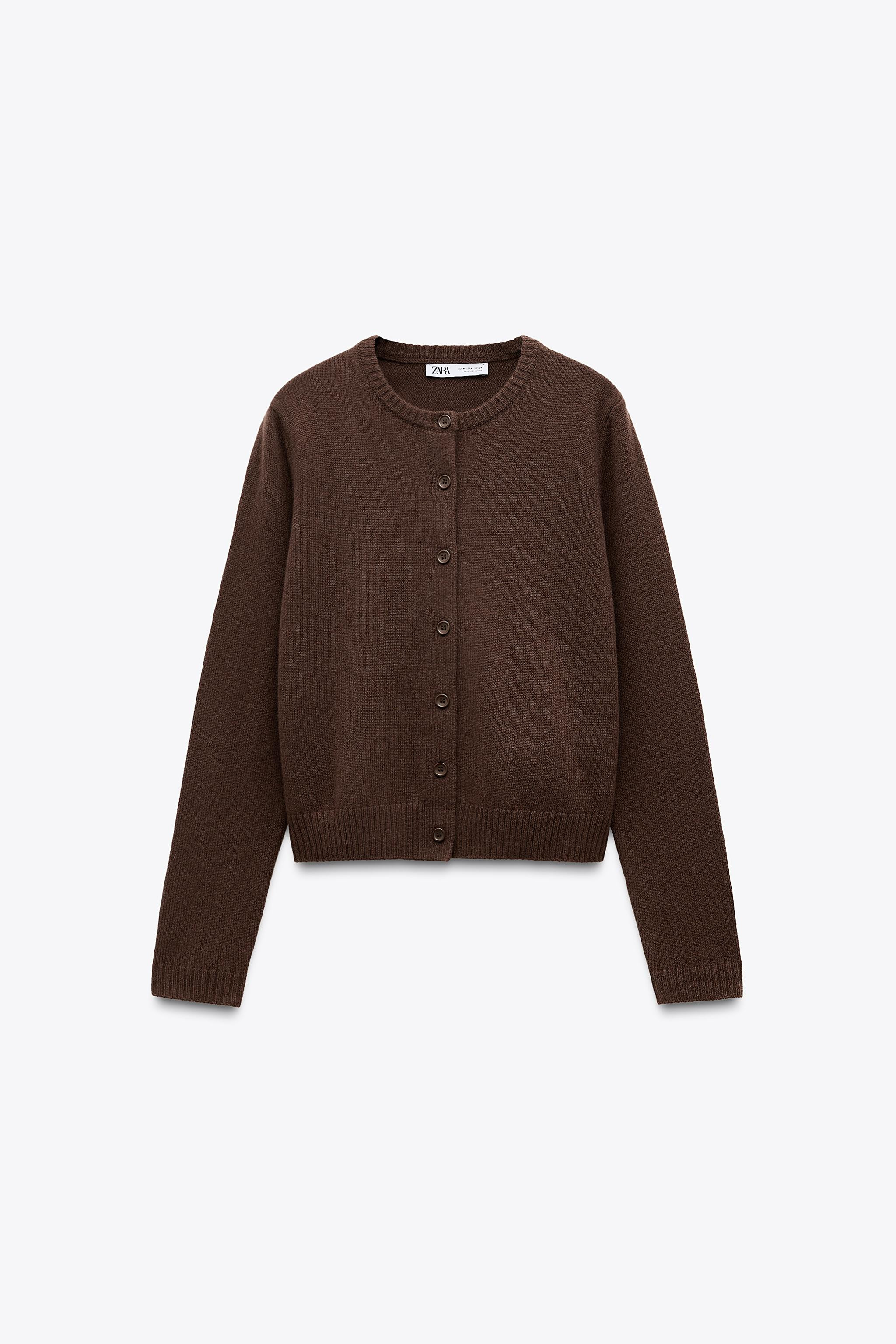 100% WOOL PLAIN KNIT CARDIGAN | Zara UK