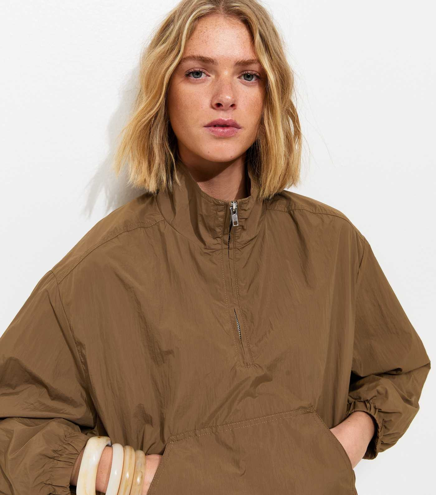 Light Brown Quarter Zip Funnel Neck Windbreaker Jacket | New Look | New Look (UK)