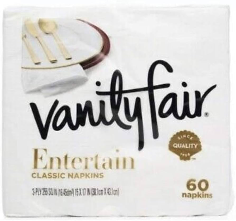 Vanity Fair Napkins Entertain Classic 3-ply, 60 Count, Pack of 2, White | Amazon (US)