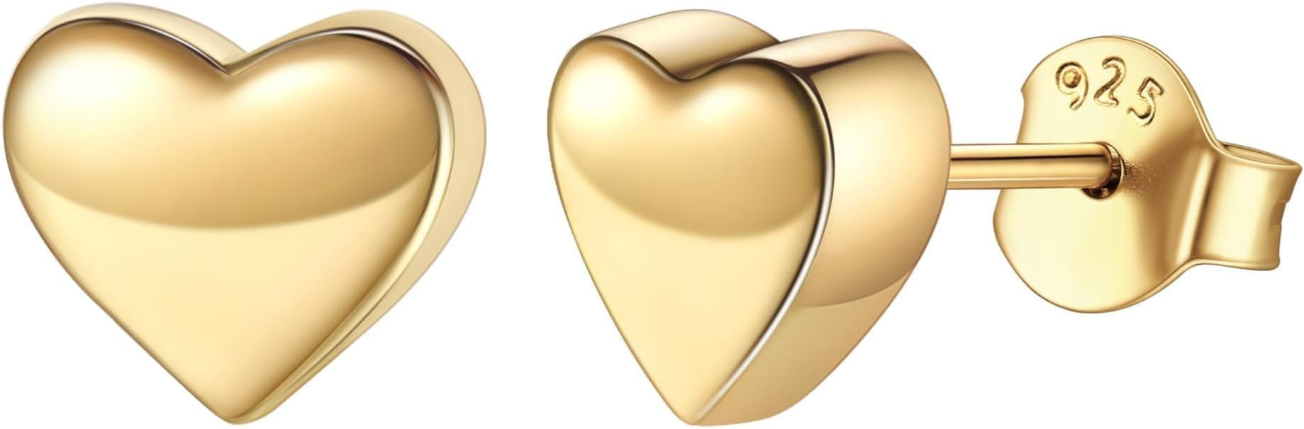 ChicSilver 925 Sterling Silver Stud Earrings Hypoallergenic, Dainty Simple Heart/Star/Moon/Lightn... | Amazon (US)