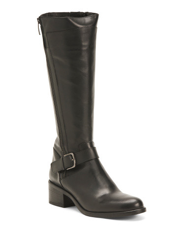 Leather High Shaft Boots With Buckle Detail For Women | TJ Maxx