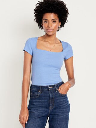 Square-Neck Ribbed T-Shirt | Old Navy | Old Navy (US)