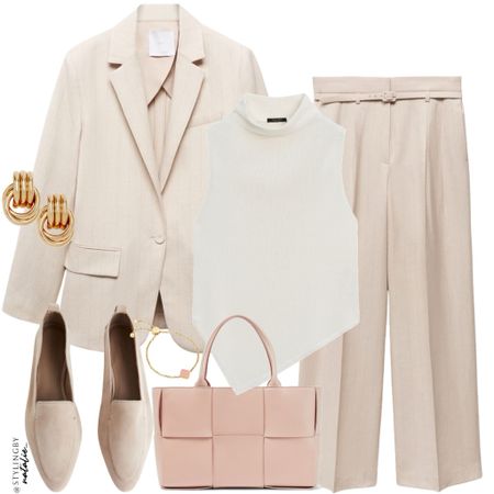 Pin stripe suit, turtleneck sleeveless top, tote bag, suede loafers and gold jewellery.
Work outfit, office outfit, smart casual.

#LTKworkwear #LTKstyletip #LTKeurope