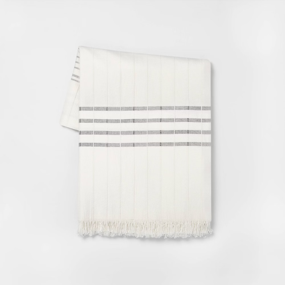 Throw Blanket Cream with Black Stripes - Hearth & Hand with Magnolia | Target